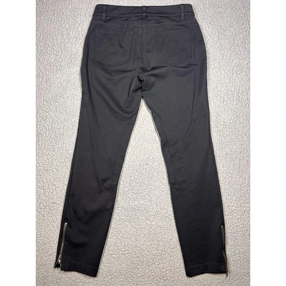 Eileen Fisher Pants Womens PP Black Ponte Skinny Ankle Zip‎ Pockets Stretch
